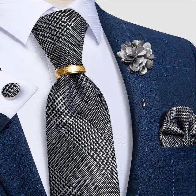 Men Luxury Red Silk Necktie Matching Cufflinks Set For Men Bridegroom Wedding Business Necktie Elegant Design Ideal Gift For Men